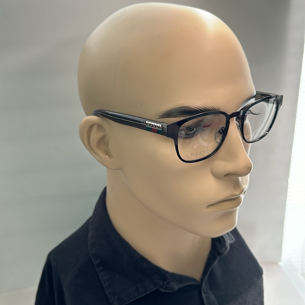 Auth - Gucci GG1118O 003 Eyeglasses Men's Black/Grey Full Rim Square Shape 52-2… - Picture 4 of 16
